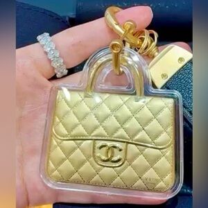 CC Gold Quilted Bag Keychain 💛